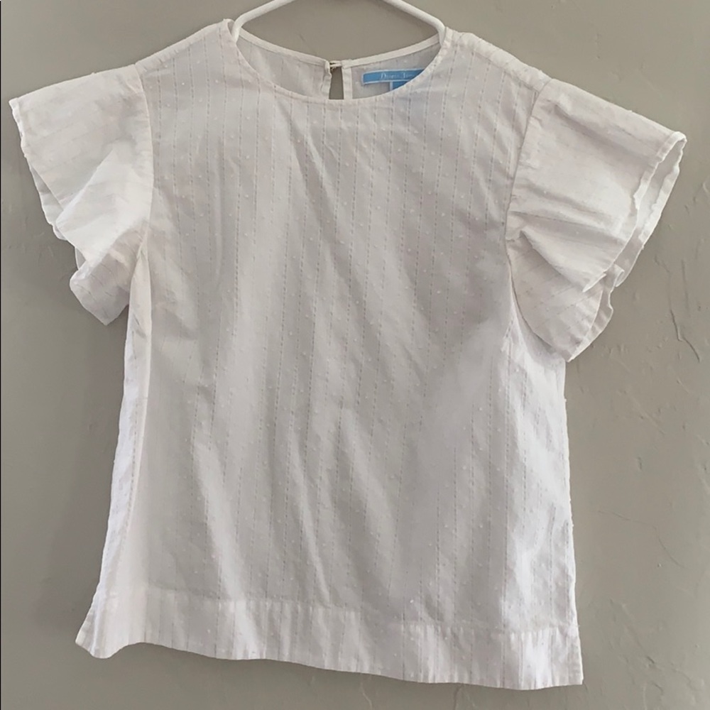 Draper James White Flutter Sleeve Top